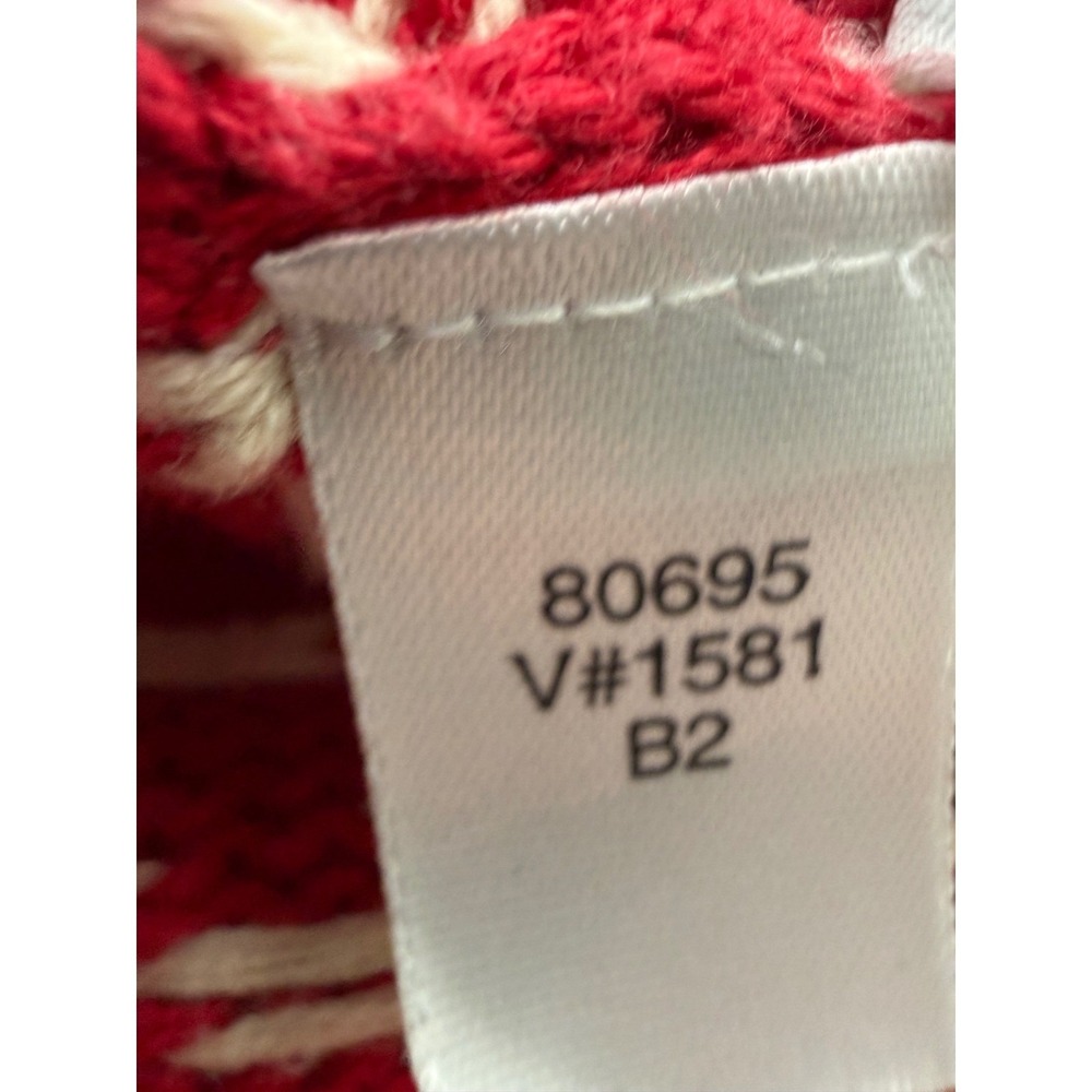 Lands End Mens M 38-40 Fair Isle Nordic Sweater Red Cream 1/4 Zip 100% Cotton - Picture 8 of 11